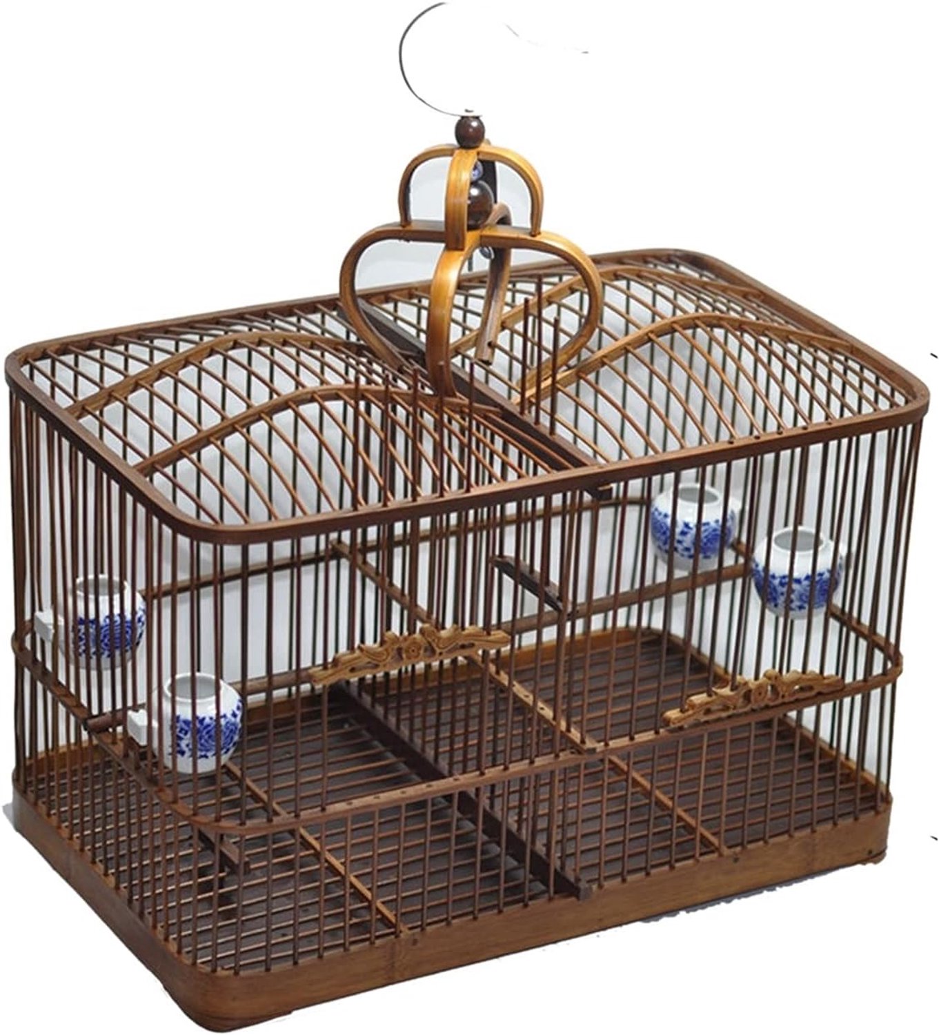 Vogelkooi De kooi is gemaakt van hout met puur handgemaakte vierkante kooi en rode acacia vogelkooi dierbenodigdheden (kleur: bruin)
