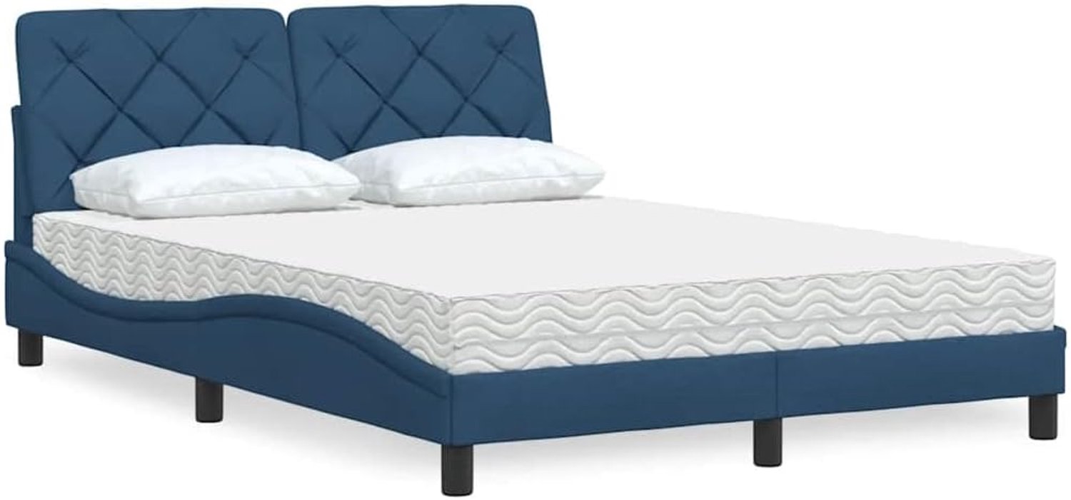 Stoffen bed met schuimmatras slaapkamer Blauw 140x190