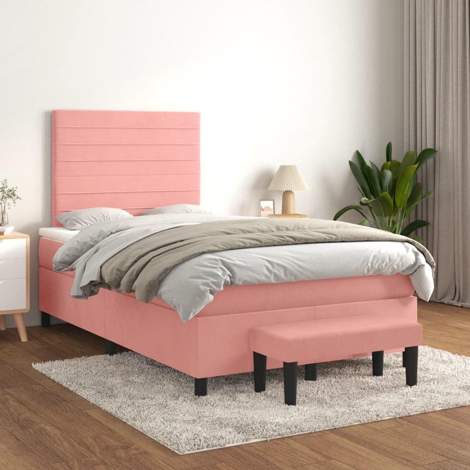Boxspringbed Pocketvering verstelbaar hoofdbord Roze 120x200 cm