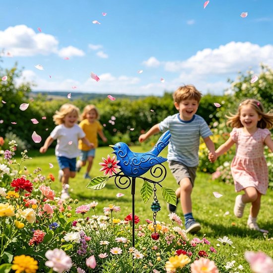 Metalen paal | Weerbestendige sculpturen ornament | decoratieve vogels tuin palen - voor balkons 's achtertuin binnenplaats indoor bed gazon pot boerderij lente natuur — afbeelding 5