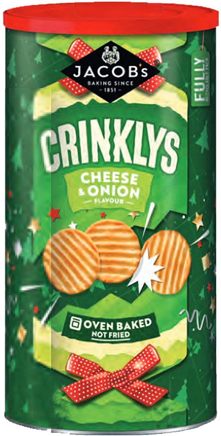 Jacob's Crinklys Cheese & Onion - Engelse zoutjes - Uitdeeldoos - 12 x 200 g