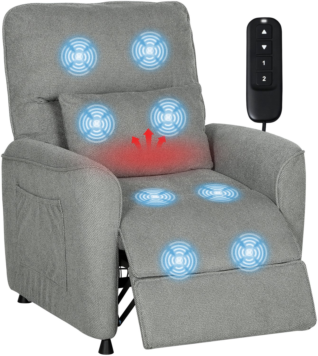 Homcom Massage Recliner Sofa-Polyester-88 x 93 x 102 cm-Dunkelgrau Donkergrijs