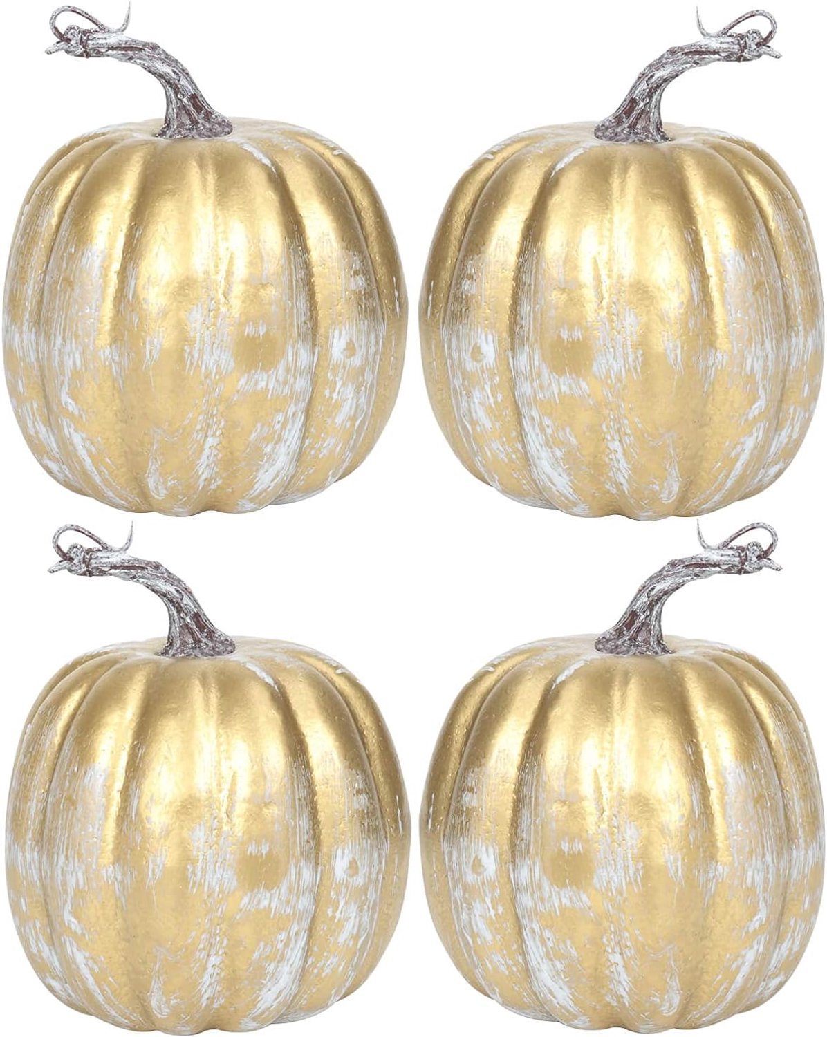 15 cm grote gouden pompoenen om te versieren - 4 stuks grote gouden schuim decoratieve pompoenen voor herfstdecoratie, goud overschilderbare kunstmatige pompoenen perfect voor Halloween decor