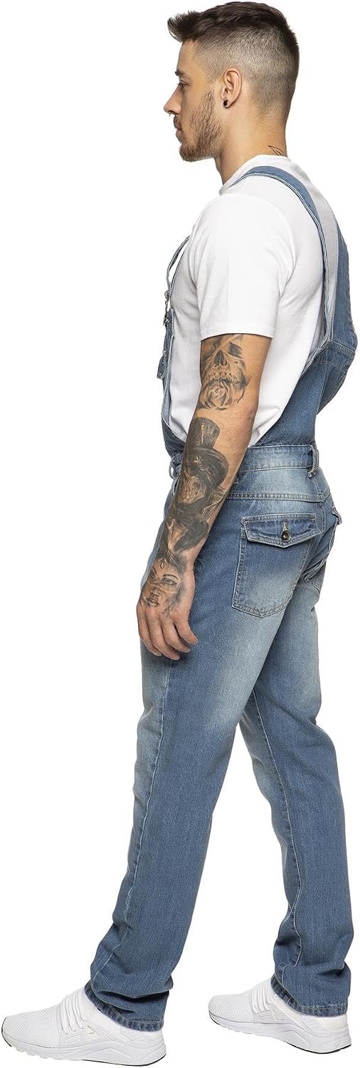 Jeans tuinbroek – Denim dungaree met verstelbare schouderbanden, casual werkbroek en vrijetijdsbroek, regular fit, robuuste jeans tuinbroek voor heren — afbeelding 5