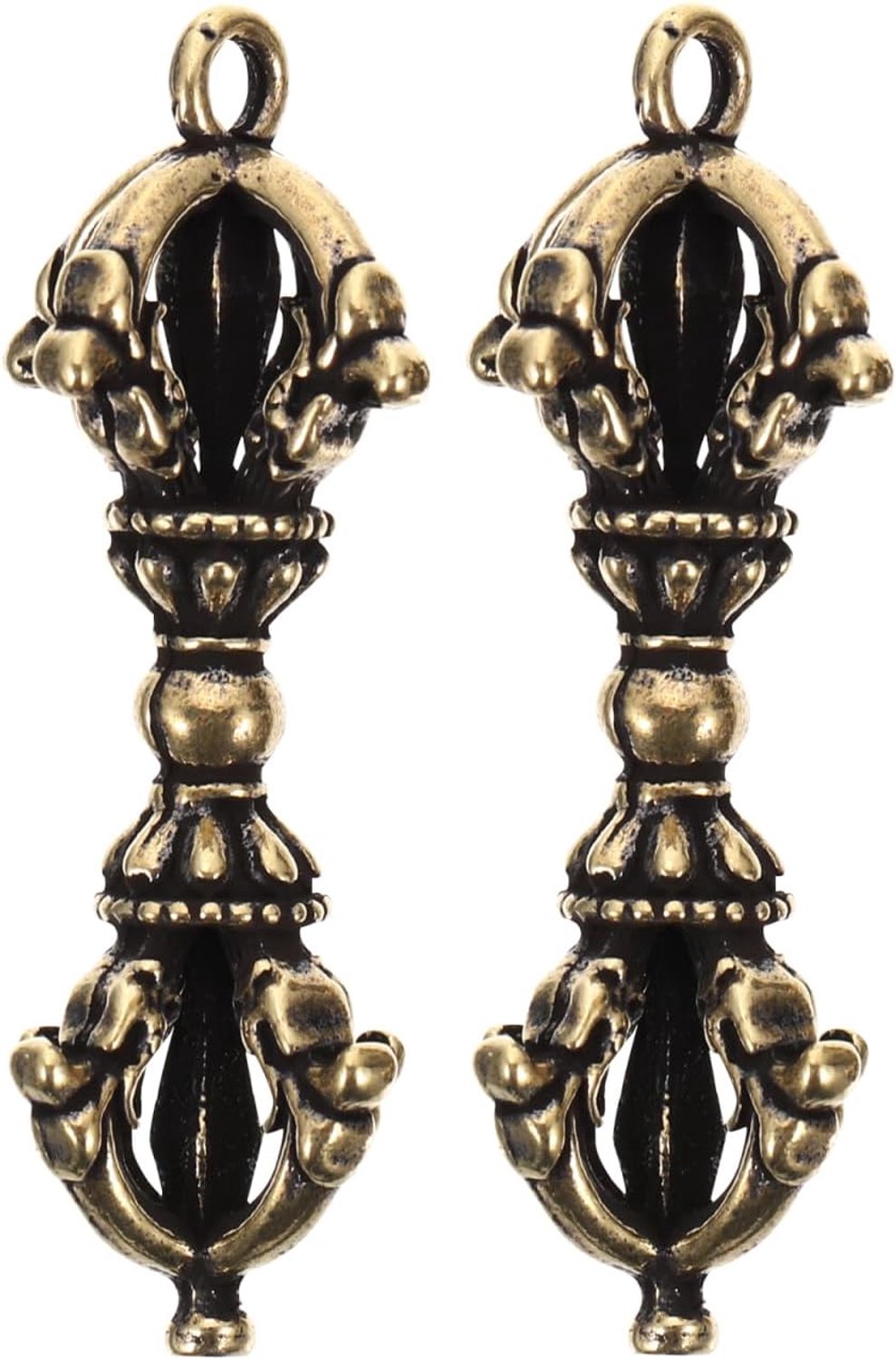 Set van 2 Vajra van Tibetaans messing, handgemaakt, voor zendecoratie en kantoor, boeddhistisch ritueel object met antieke bronzen afwerking, bescherming amulet