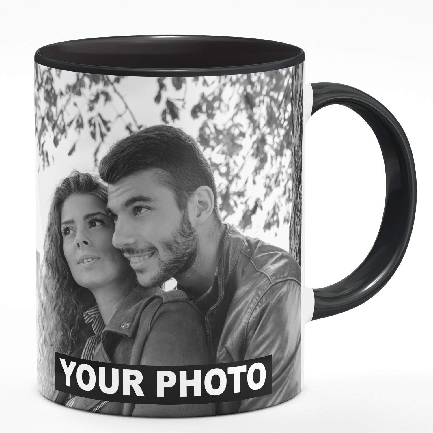 Mok met eigen foto en tekst, gepersonaliseerde mok met zwart-witte foto, cadeau, 117