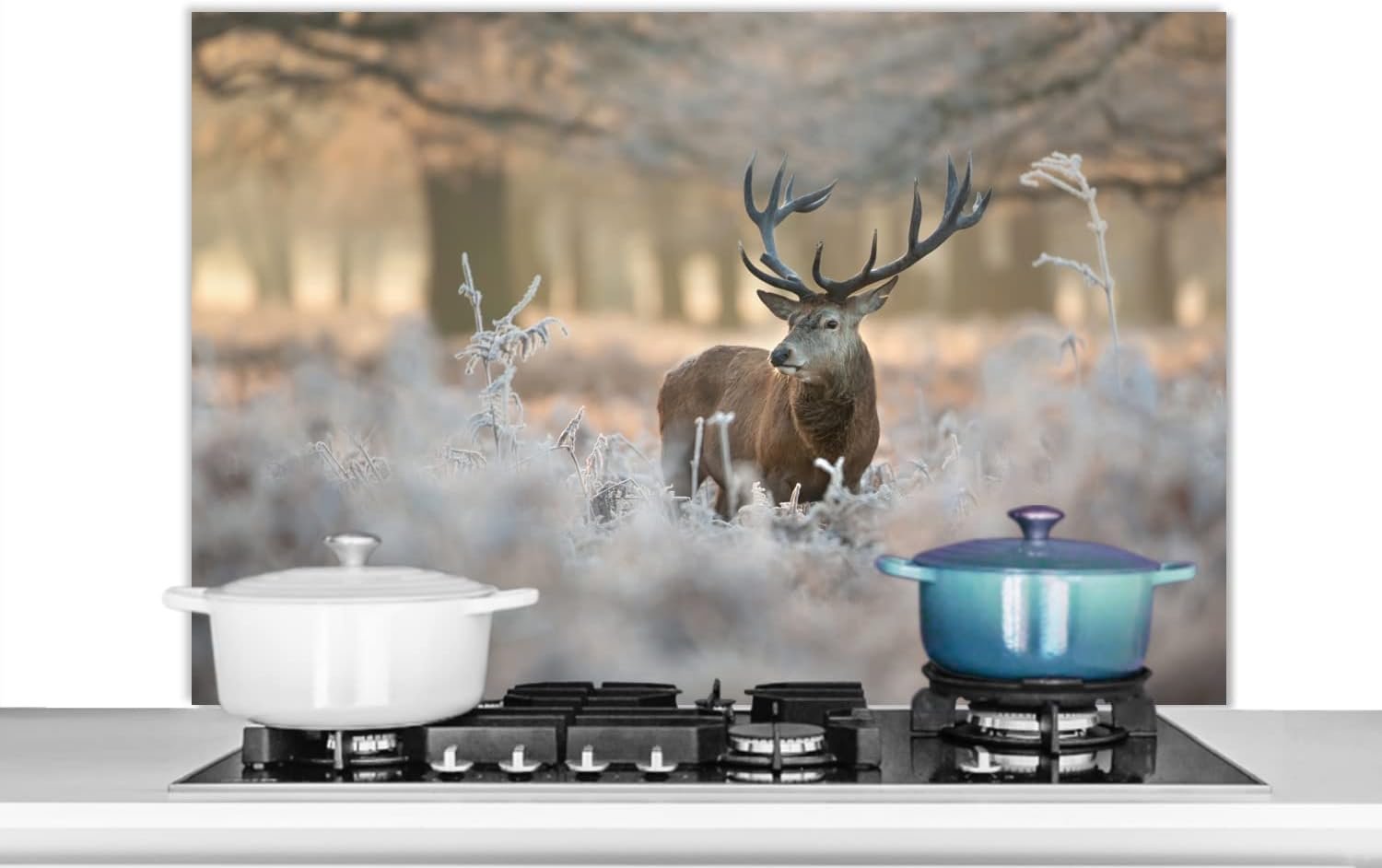Spatscherm Keuken - 100x65 cm - Hert - Dieren - Winter