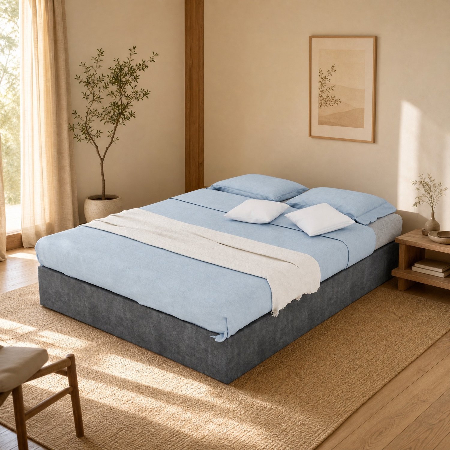 CHICFURN Gestoffeerd bedframe 140x200 cm - opbergruimte - grijs