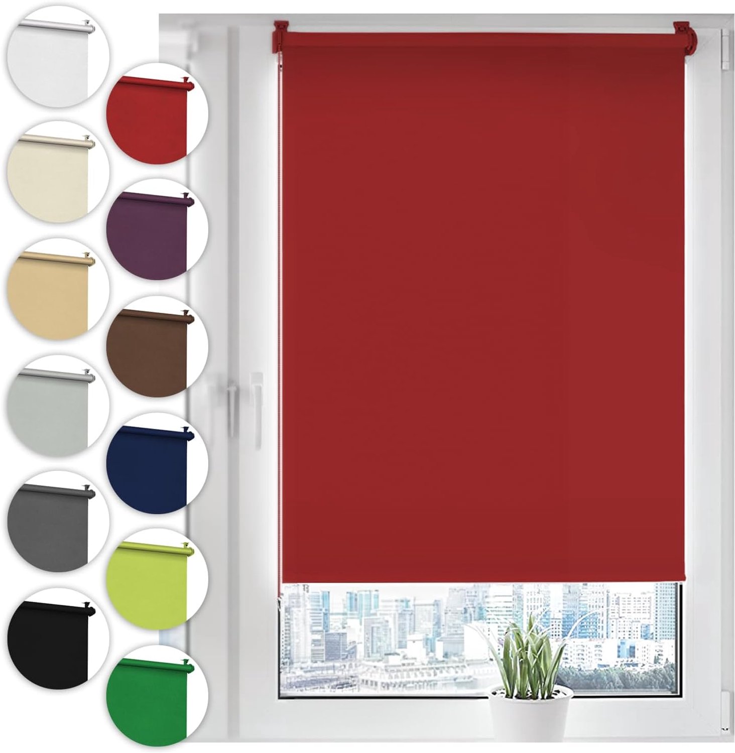 Rolgordijn Zonder Boren 30 x 130 cm Rood
