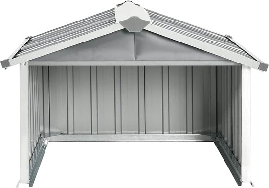 Garage voor robotmaaier, garage met zadeldak, gazonrobot, carport, zon- en regenbescherming voor grasmaaier, grasmaaier, garage, 92 x 97 x 63 cm, verzinkt staal, grijs — afbeelding 5