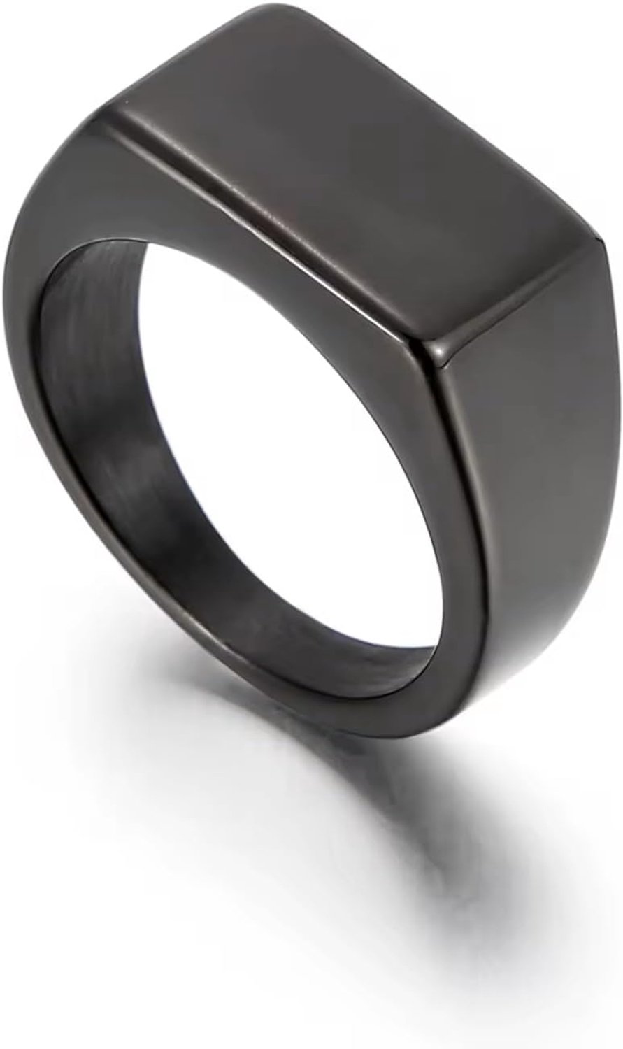Roestvrij staal rechthoekige zegelring 10mm platte top slanke mannen mode ring