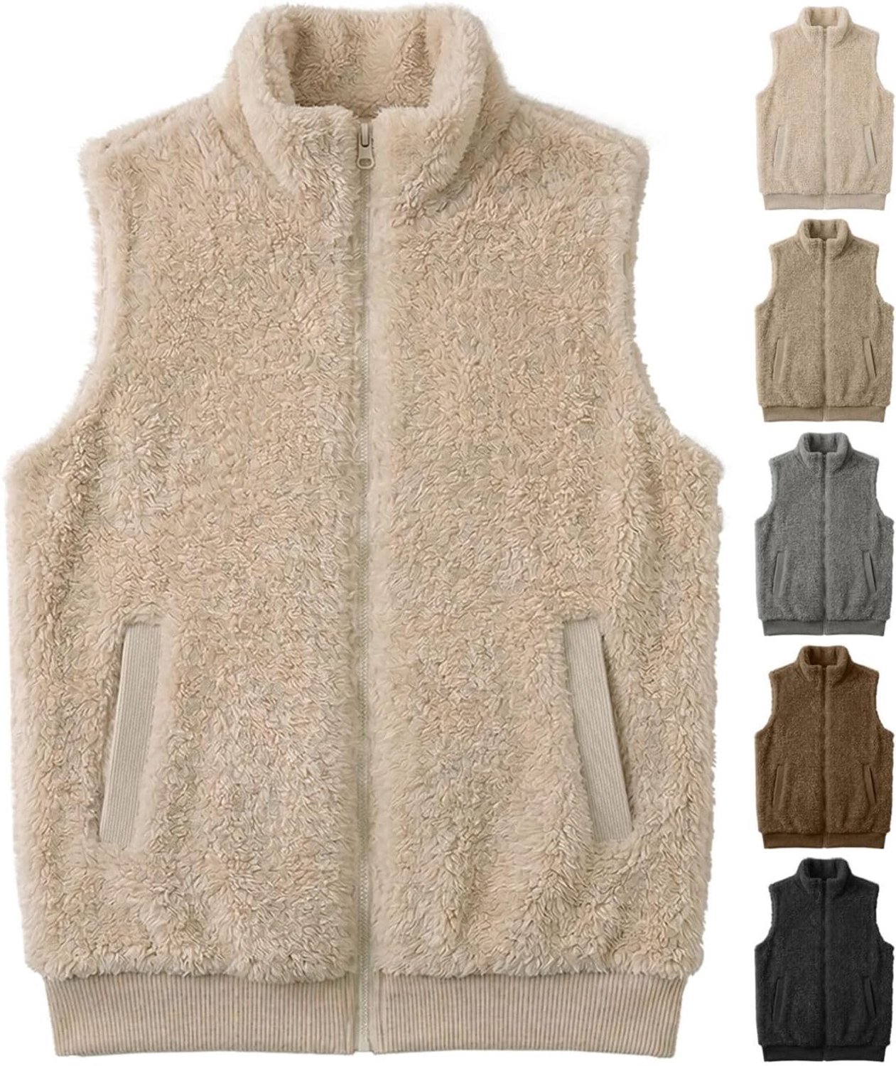 Damesvest van fleece, mouwloos, met zakken