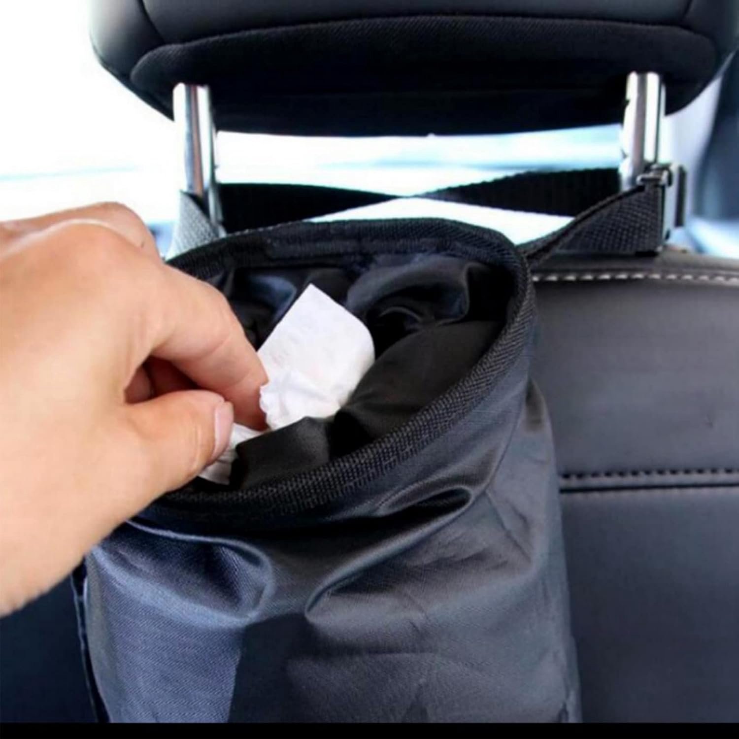 Aqxreight Auto Afvalzak Oxford Stof Opvouwbare Hangende Prullenbak (BLACK)