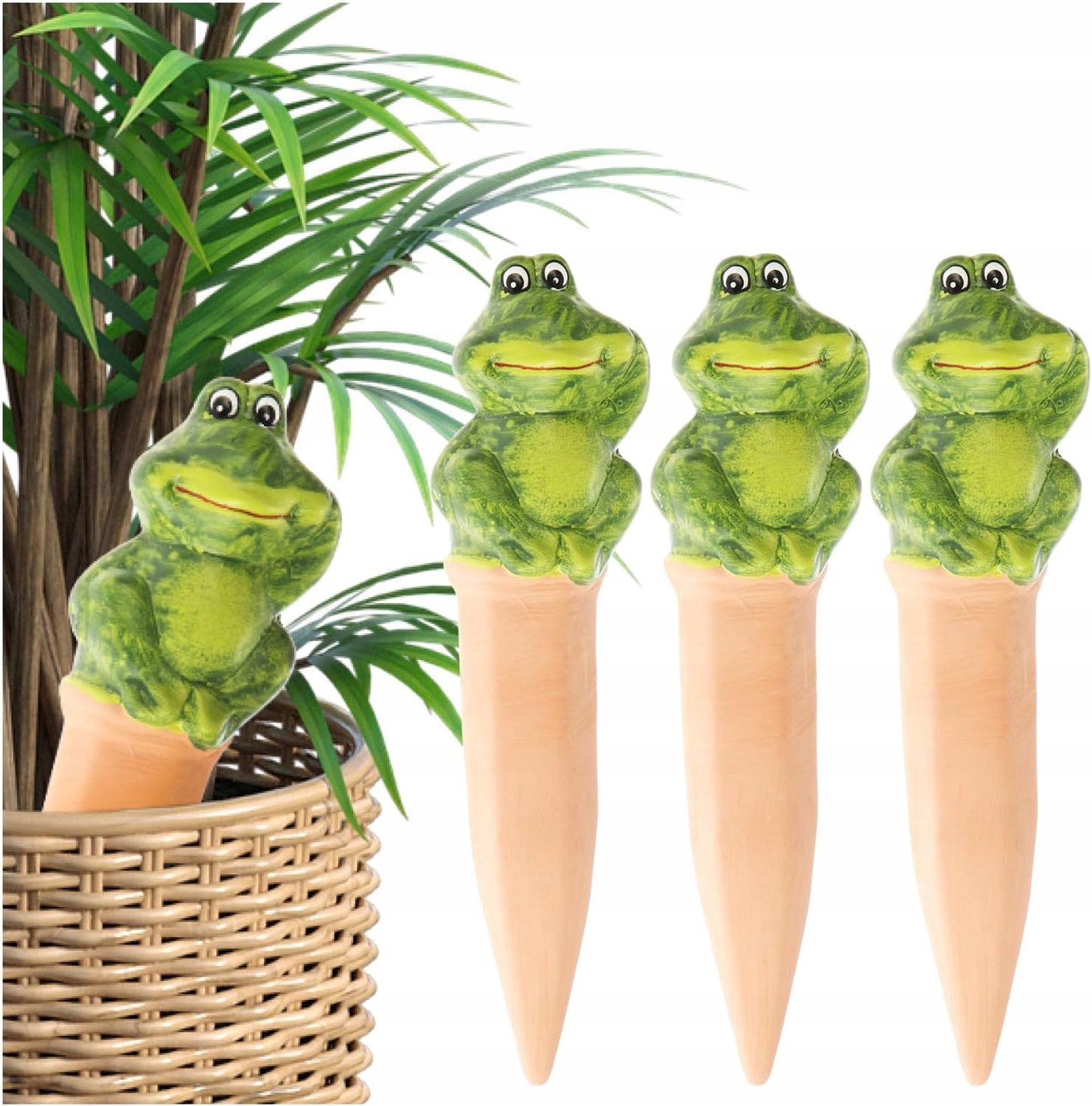 Automatische planten watergever, 3x schattige kikker terracotta