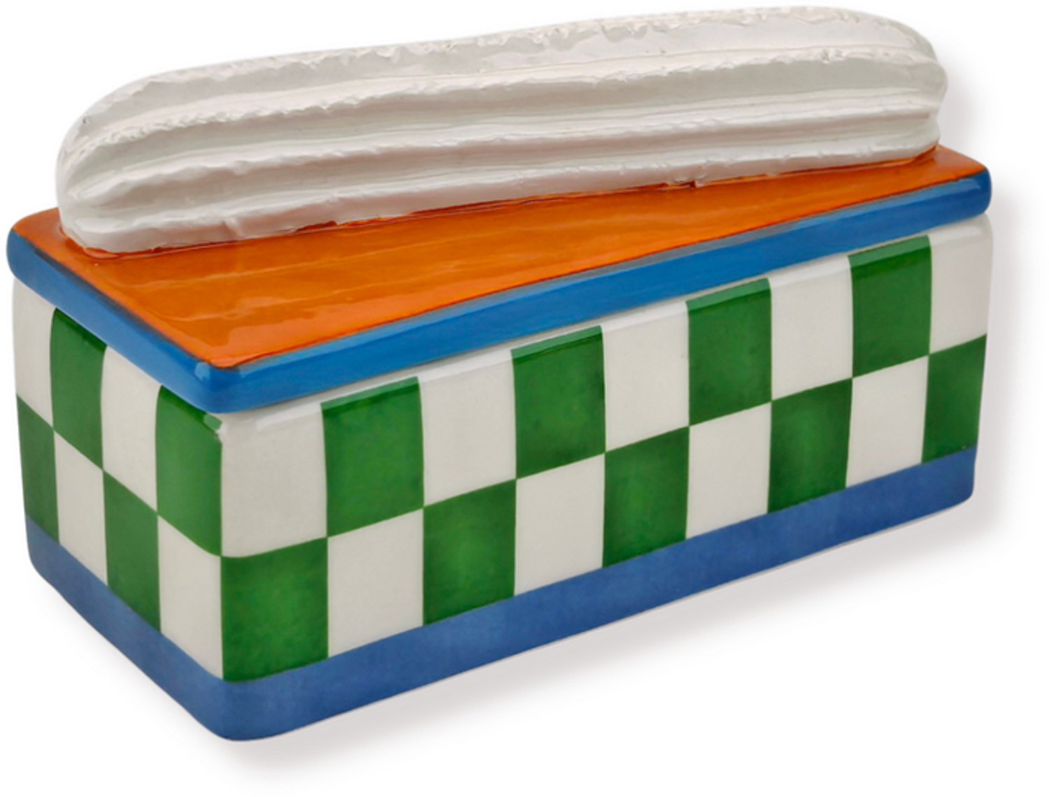 Voorraadpot - Tompouche - Groen/Oranje - 14X6X6Cm