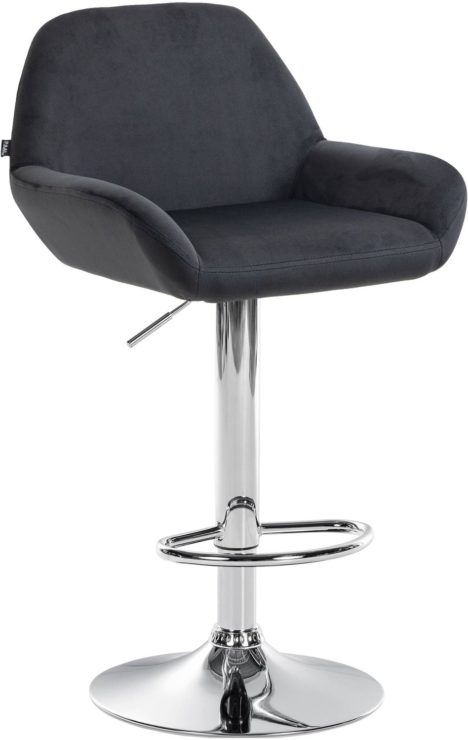Luxe Comfort Barkruk - Verstelbaar - Fluweel - Zwart zwart chroom