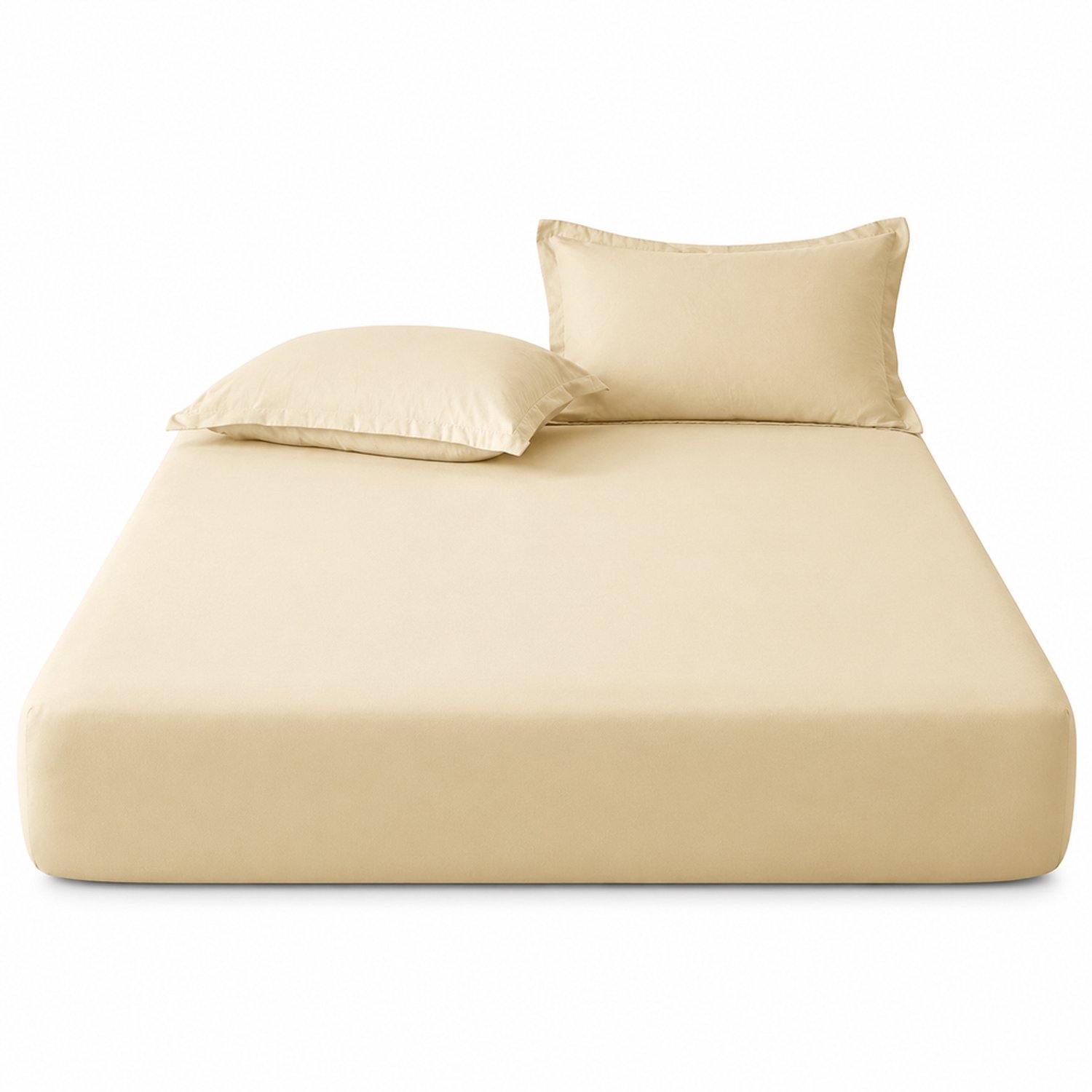 SWGOTA Beige hoeslaken 90 x 200 cm - polyester, effen, met gevormde hoeken