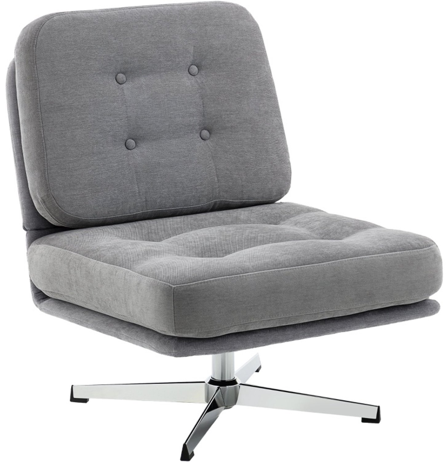 DESMIU Fauteuil 87 x 70 x 84 cm - 360 Graden Draaibaar - Voor Woonkamer, Slaapkamer en Kantoor - Chenille en Metaal - Lichtgrijs