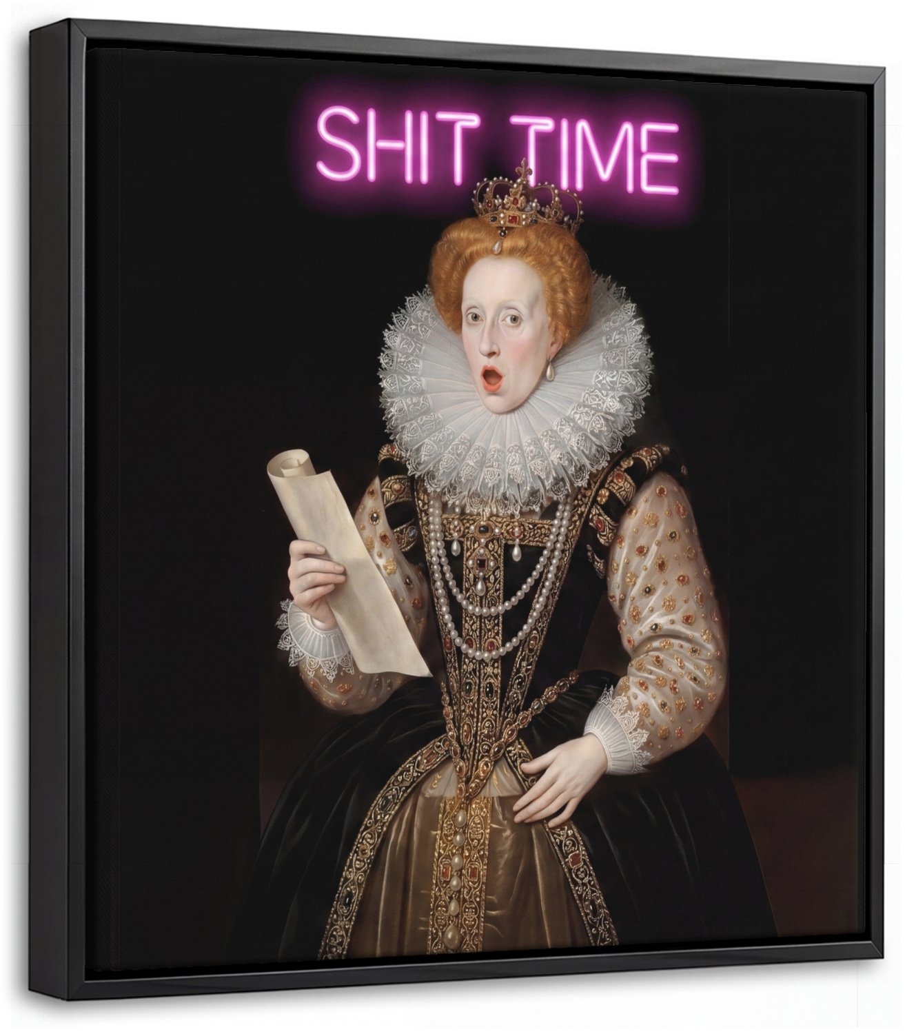 Canvas Schilderij met Baklijst 20x20cm - Portret - Humor - Neon - Muurdecoratie woonkamer - Slaapkamer decoratie - Kamer accessoires - Schilderijen op canvas met lijst