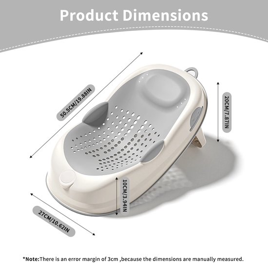 Ascenza Baby Badzitje - Ergonomische Badsteun - Antislip - Verhoogde hoofdsteun - Wit — afbeelding 3