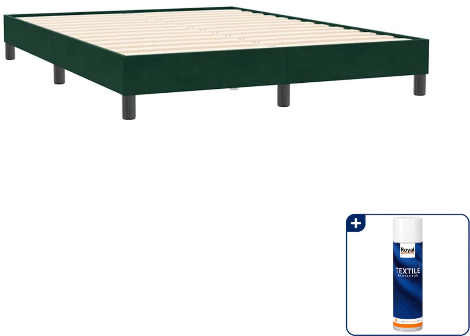 vidaXL Bedframe - Small double 140 x 210 cm - fluweel - donkergroen - Inclusief textielbeschermer 500 ml