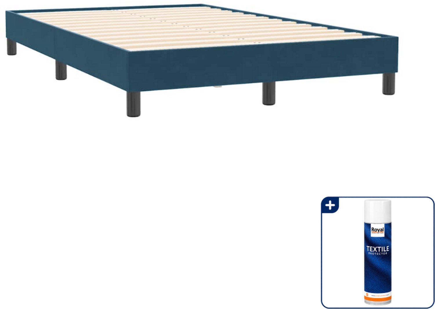 vidaXL bedframe 120 x 210 cm - fluweel - donkerblauw - Inclusief textielbeschermer 500 ml