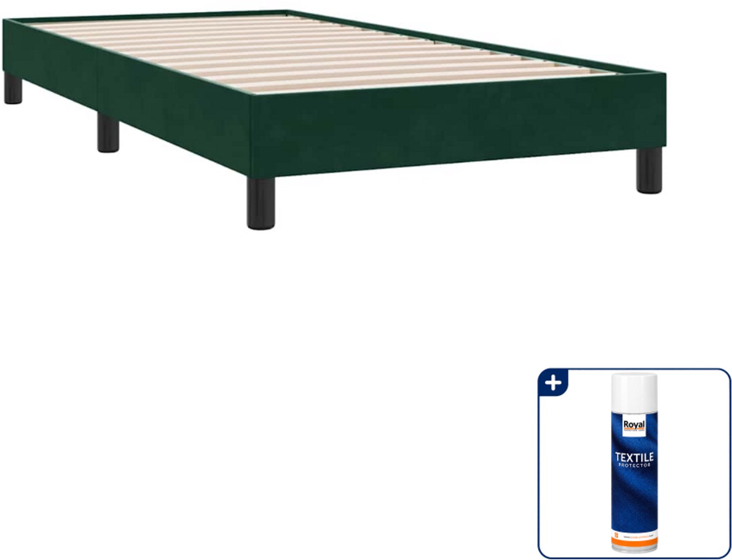 vidaXL bedframe - 100 x 220 cm - fluweel - donkergroen - Inclusief textielbeschermer 500 ml