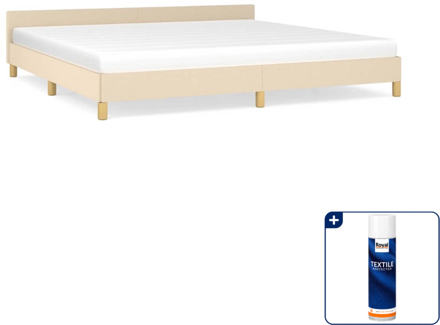 vidaXL bedframe - 200 x 200 cm - stof - crème - Inclusief textielbeschermer 500 ml