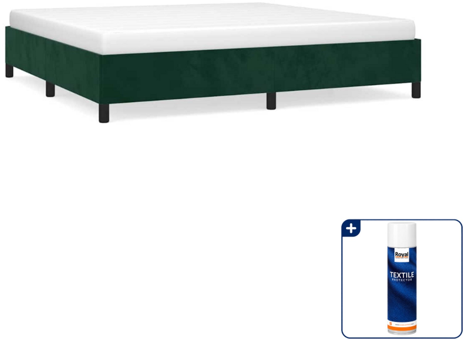 vidaXL bedframe - 200 x 200 cm - fluweel - donkergroen - Inclusief textielbeschermer 500 ml
