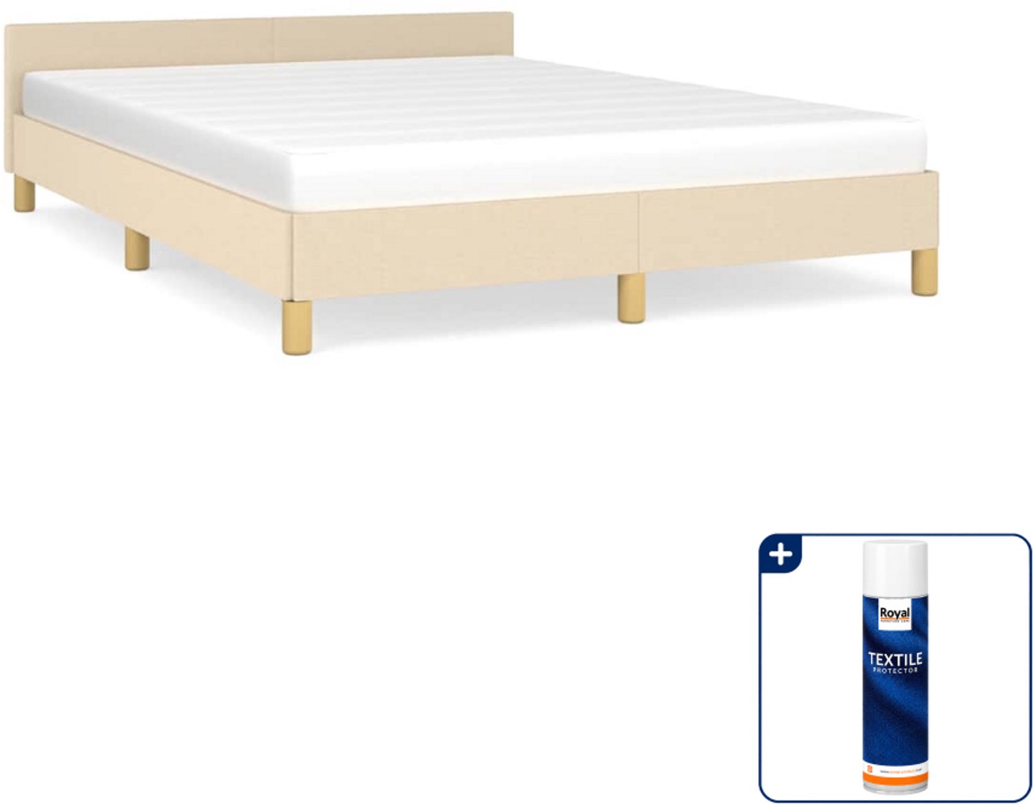 vidaXL bedframe - Small double - 140 x 200 cm - crème - Inclusief textielbeschermer 500 ml