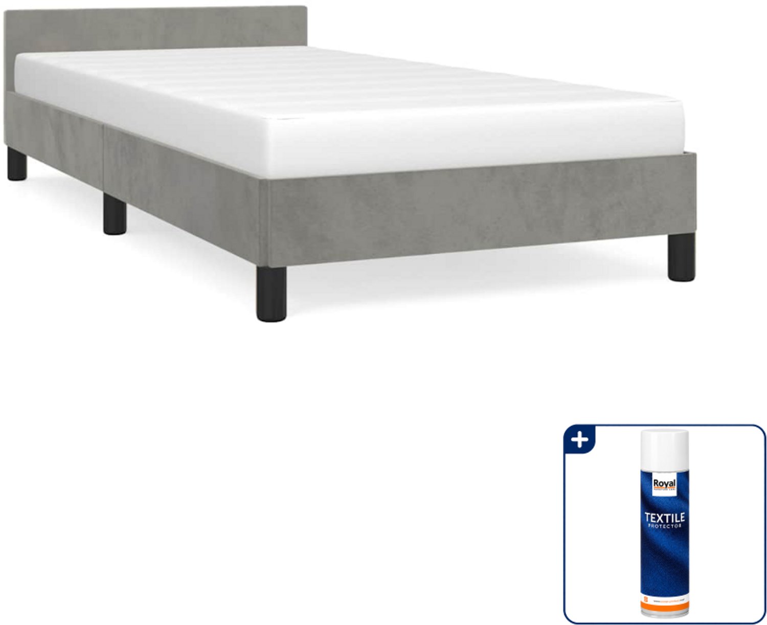 vidaXL Bedframe - 80 x 200 cm - fluweel - lichtgrijs - Inclusief textielbeschermer 500 ml