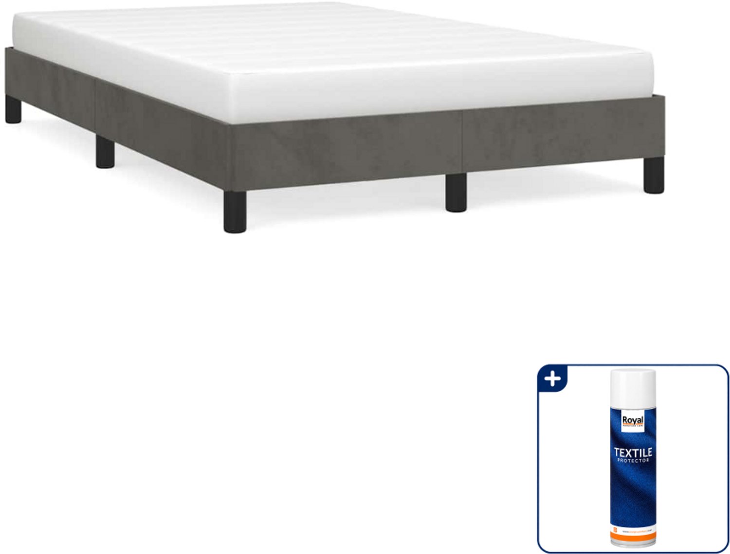 vidaXL bedframe 120 x 190 cm - fluweel - donkergrijs - Inclusief textielbeschermer 500 ml