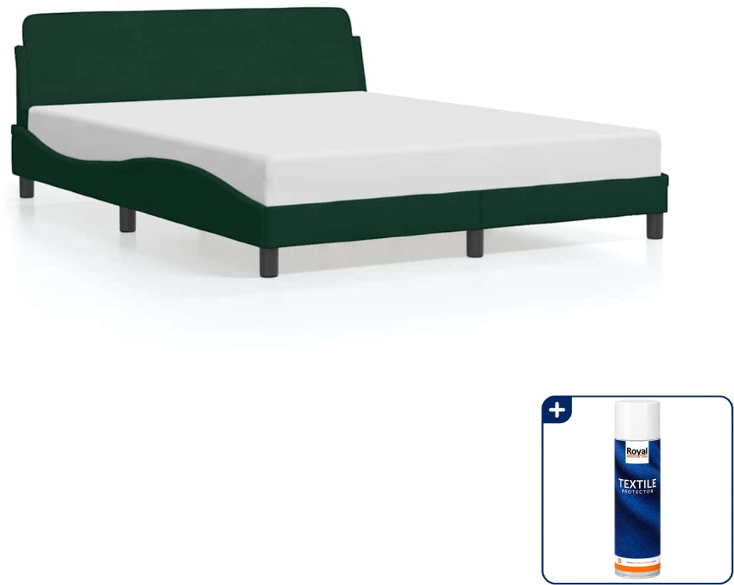 vidaXL Bedframe Dover - Queensize - 160 x 200 cm - donkergroen - Inclusief textielbeschermer 500 ml
