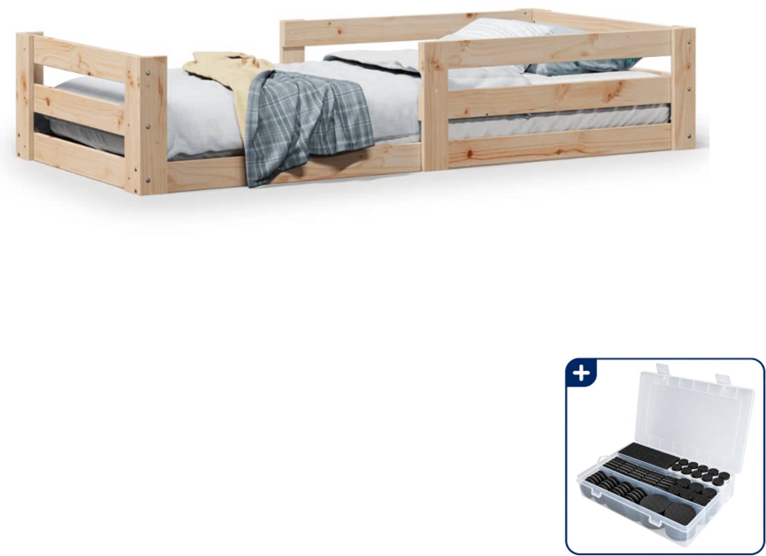 vidaXL bedframe - 100 x 200 cm - massief grenenhout - Inclusief antikrasvilt 177-delig Bruin