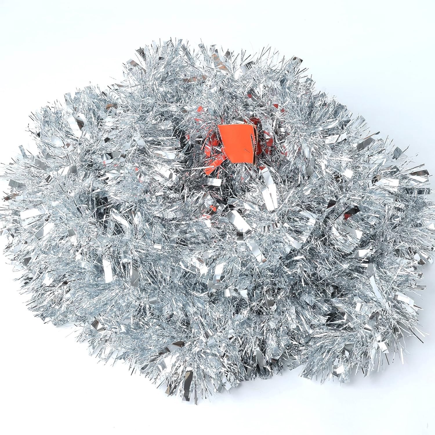Shiny Lametta Slinger voor Kerst, 10 m Fluffy Decoratie voor Bomen en Trappen, Binnen en Buiten Gebruik, Feestelijke Versiering in Zilver – foto 5