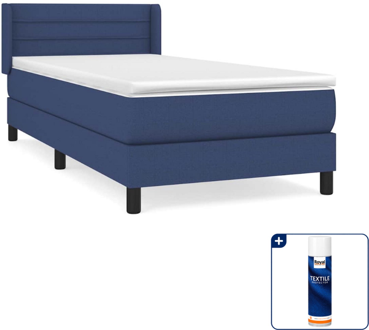 vidaXL boxspring met matras - 100 x 200 cm - stof - blauw - Inclusief textielbeschermer 500 ml