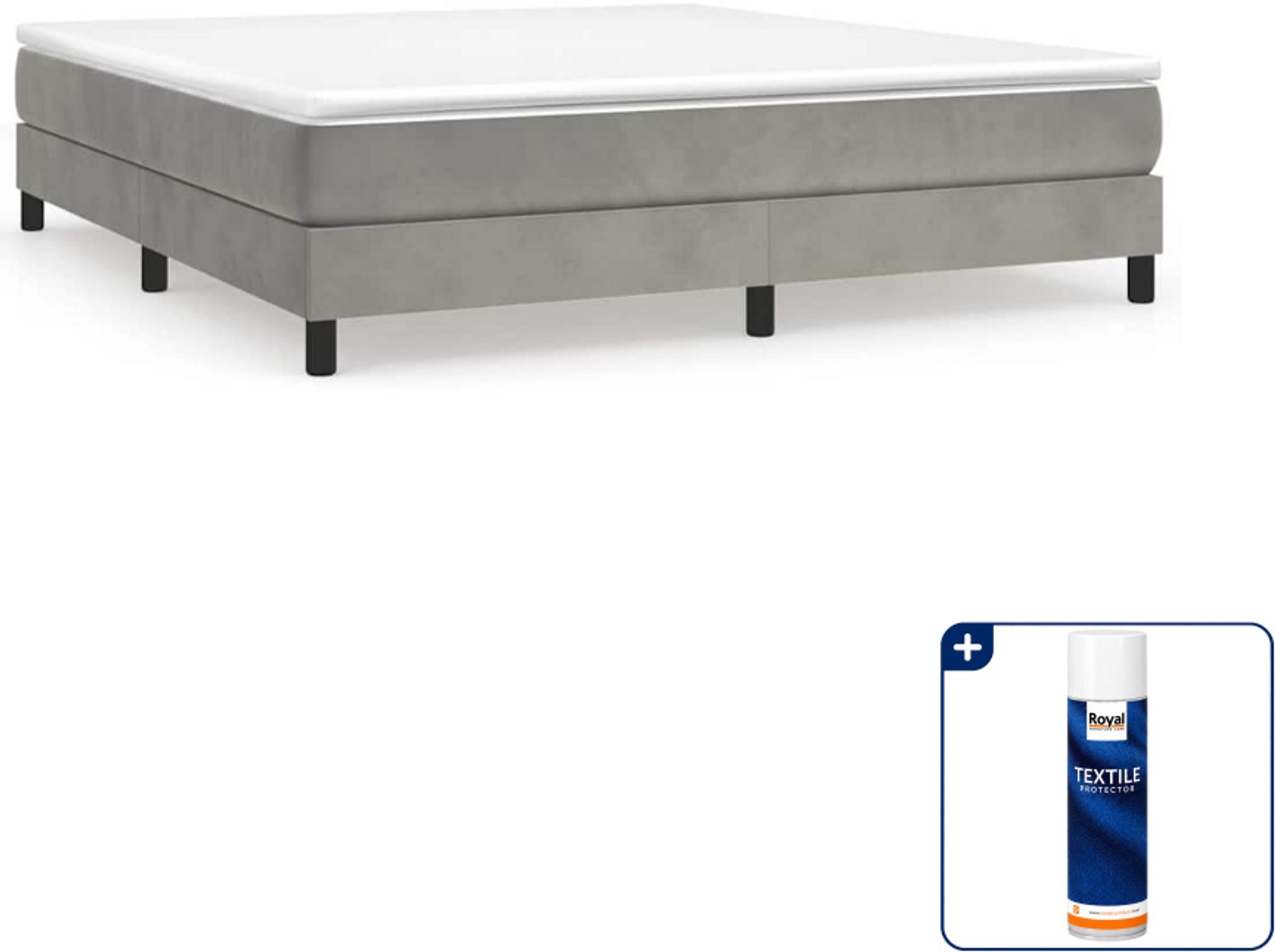 vidaXL Boxspring met matras - Queensize - 160 x 200 cm - lichtgrijs - Inclusief textielbeschermer 500 ml