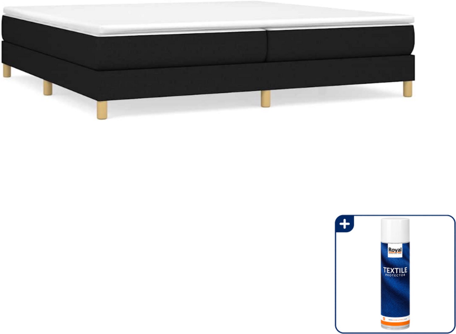 vidaXL boxspring met matras - Super kingsize - 200 x 200 cm - zwart - Inclusief textielbeschermer 500 ml