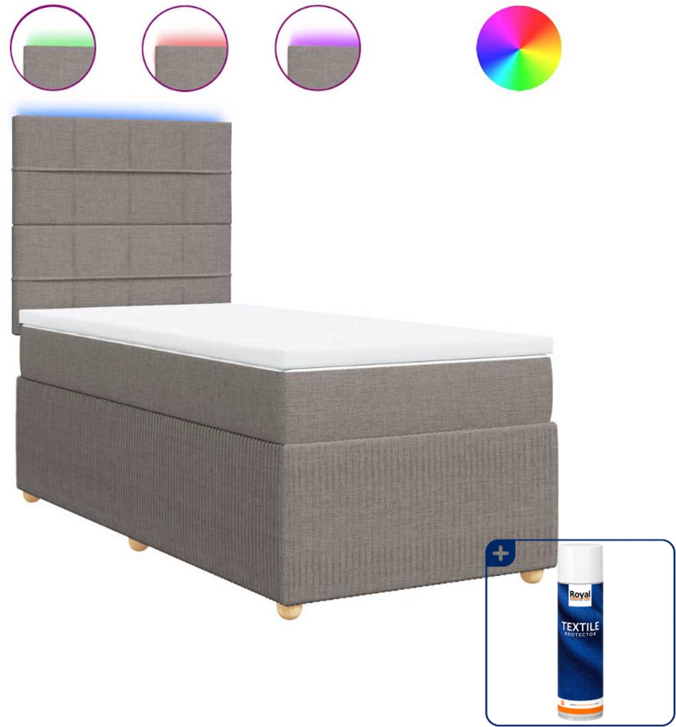vidaXL boxspring met matras 80 x 200 cm - taupe - Inclusief textielbeschermer 500 ml