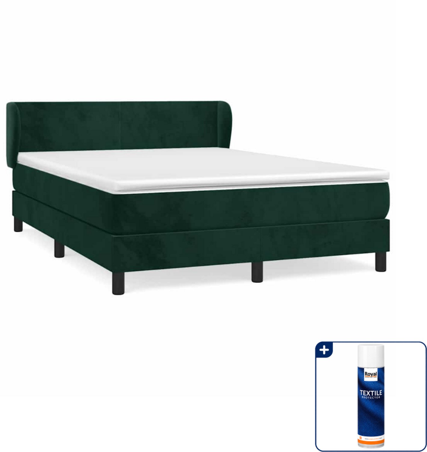 vidaXL Boxspring Small double - 140 x 200 cm - fluweel - donkergroen - Inclusief textielbeschermer 500 ml
