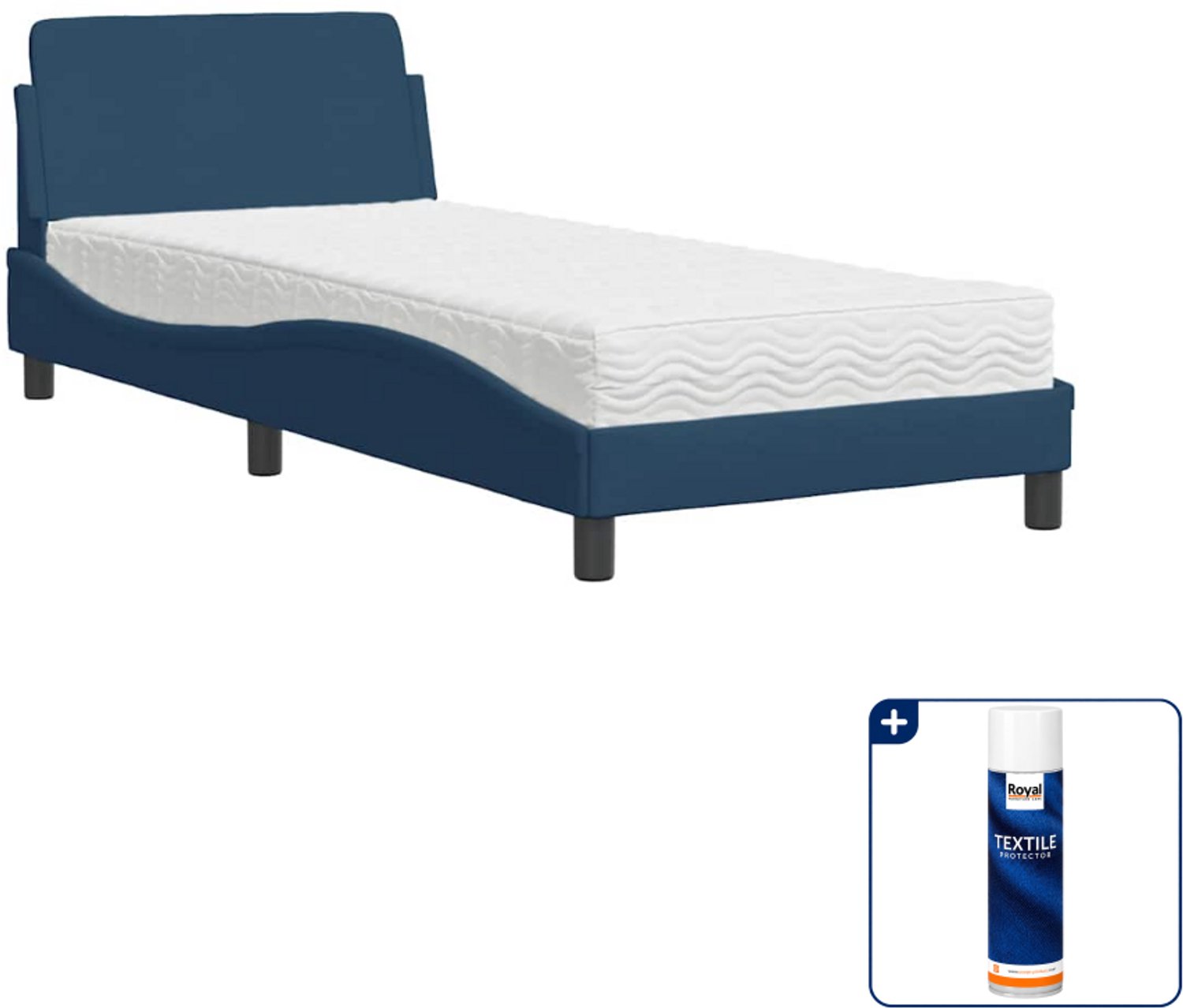 vidaXL Dover bed met matras - 90 x 200 cm - blauw - Inclusief textielbeschermer 500 ml Grijs