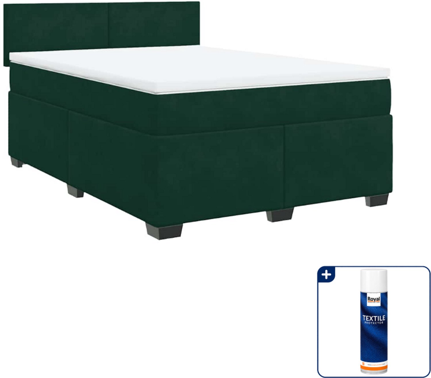 vidaXL boxspring Queensize - 160 x 200 cm - fluweel - donkergroen - Inclusief textielbeschermer 500 ml
