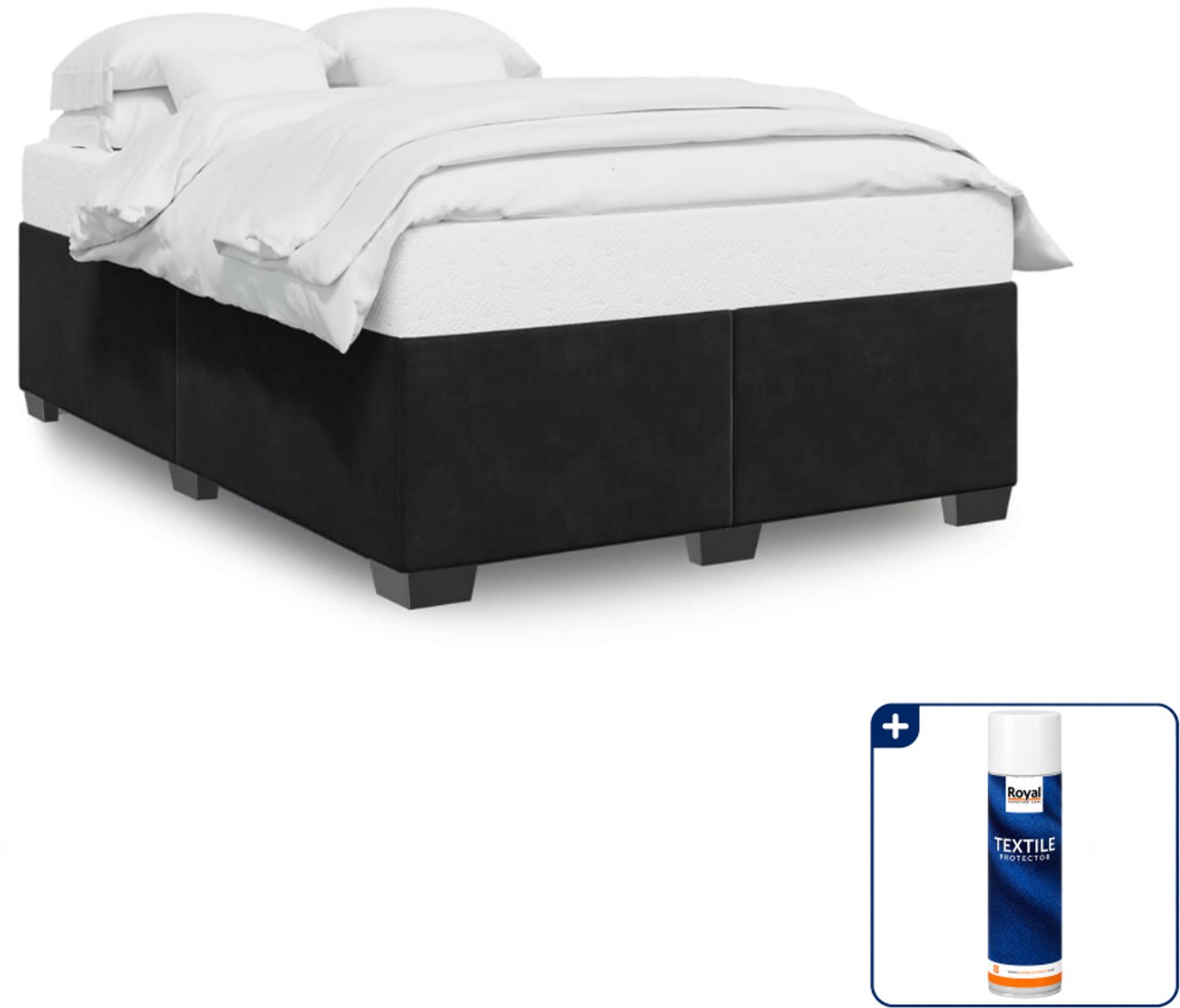vidaXL Bedframe - Small double - 140 x 200 cm - fluweel - zwart - Inclusief textielbeschermer 500 ml Taupe