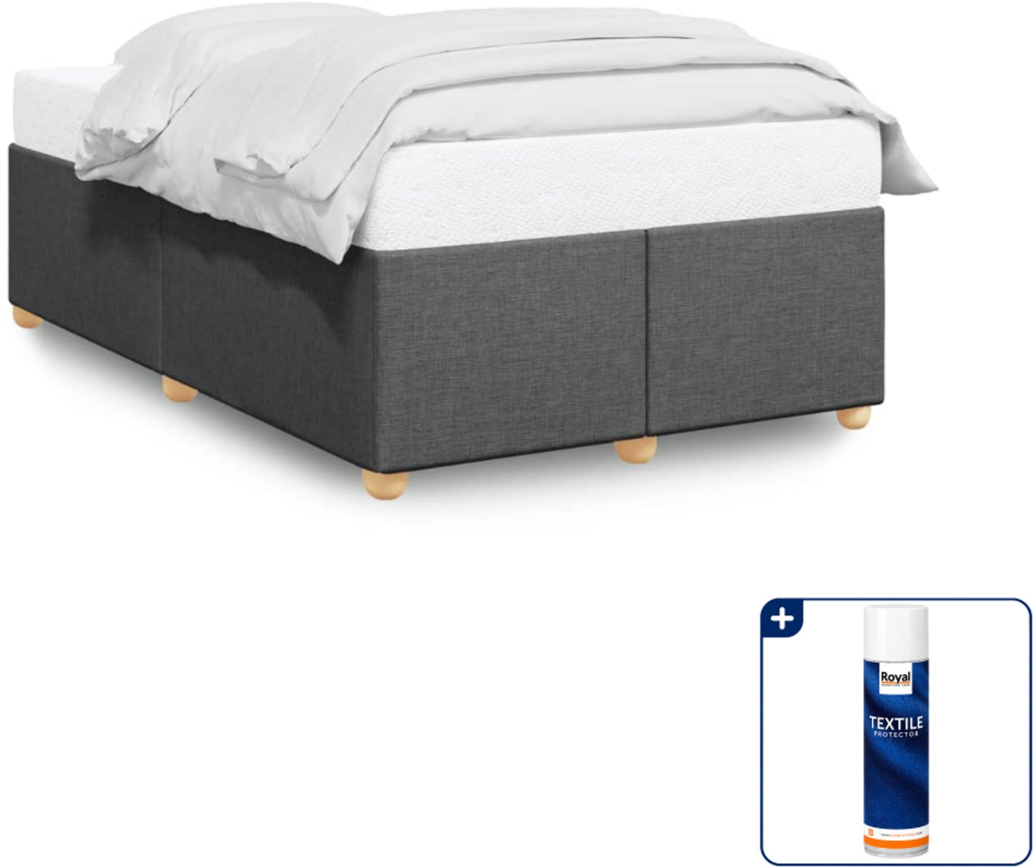 vidaXL Bedframe - 120 x 190 cm - stof - donkergrijs - Inclusief textielbeschermer 500 ml Taupe