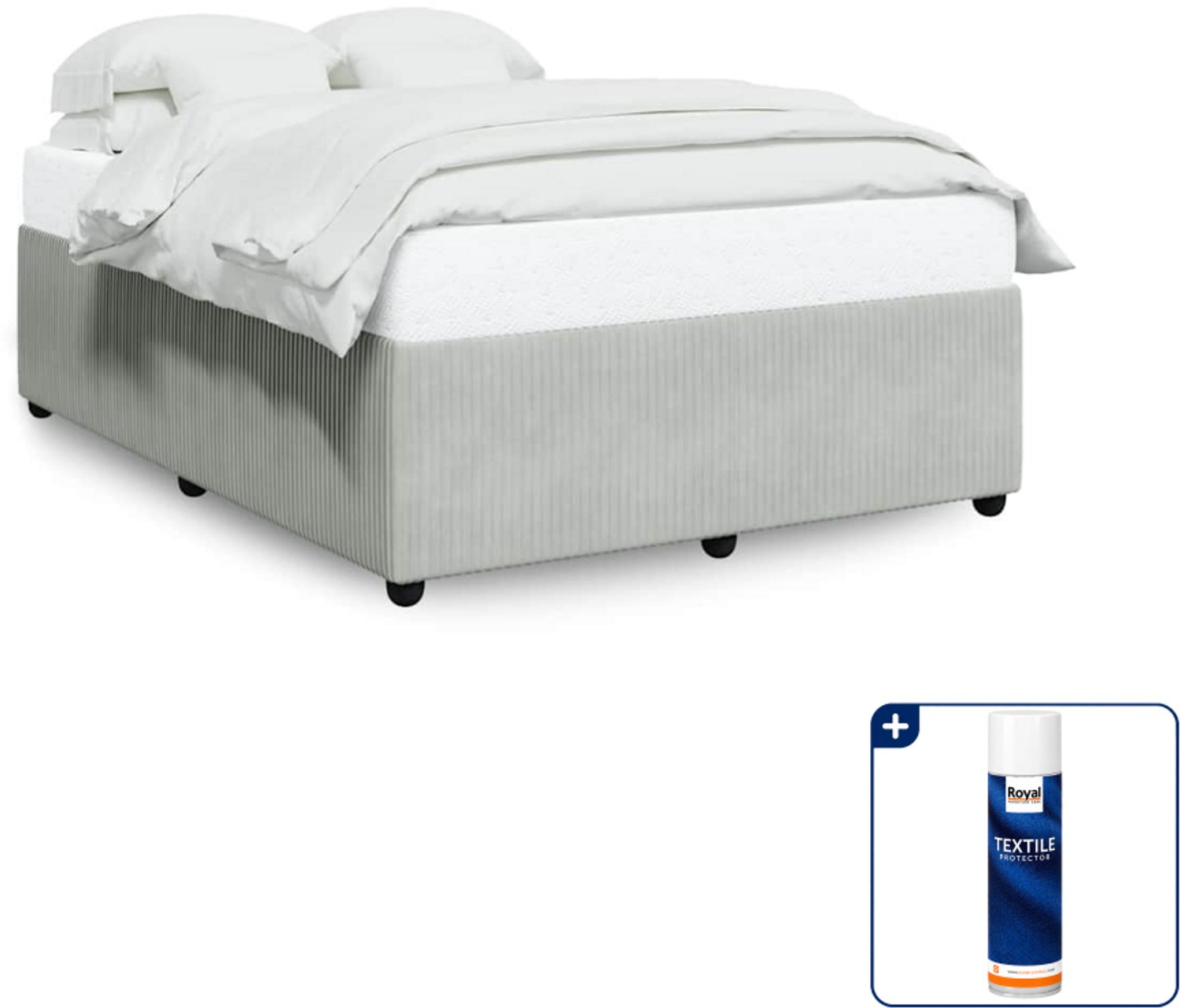 vidaXL bedframe - 140 x 190 cm - fluweel - lichtgrijs - Inclusief textielbeschermer 500 ml
