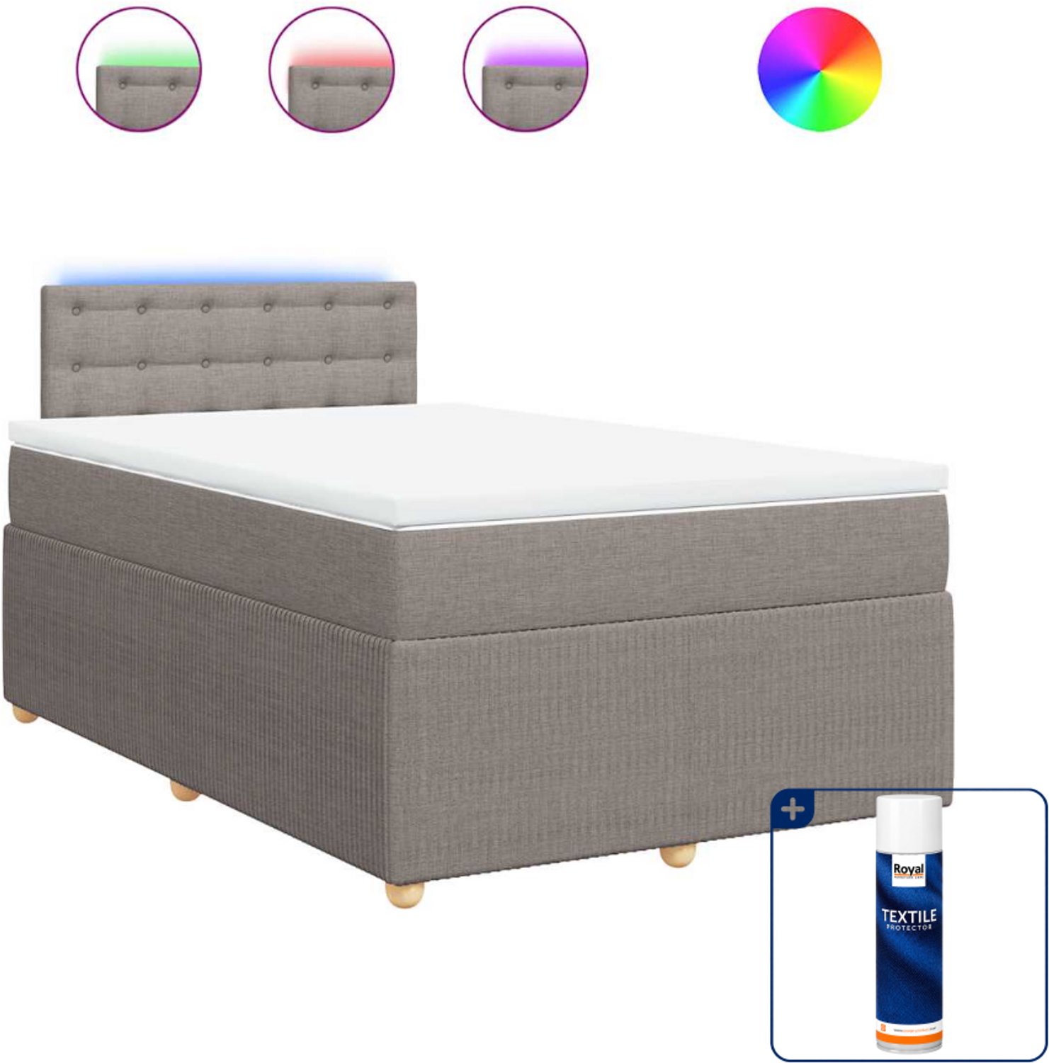 vidaXL boxspring met matras 120 x 200 cm - stof - taupe - Inclusief textielbeschermer 500 ml
