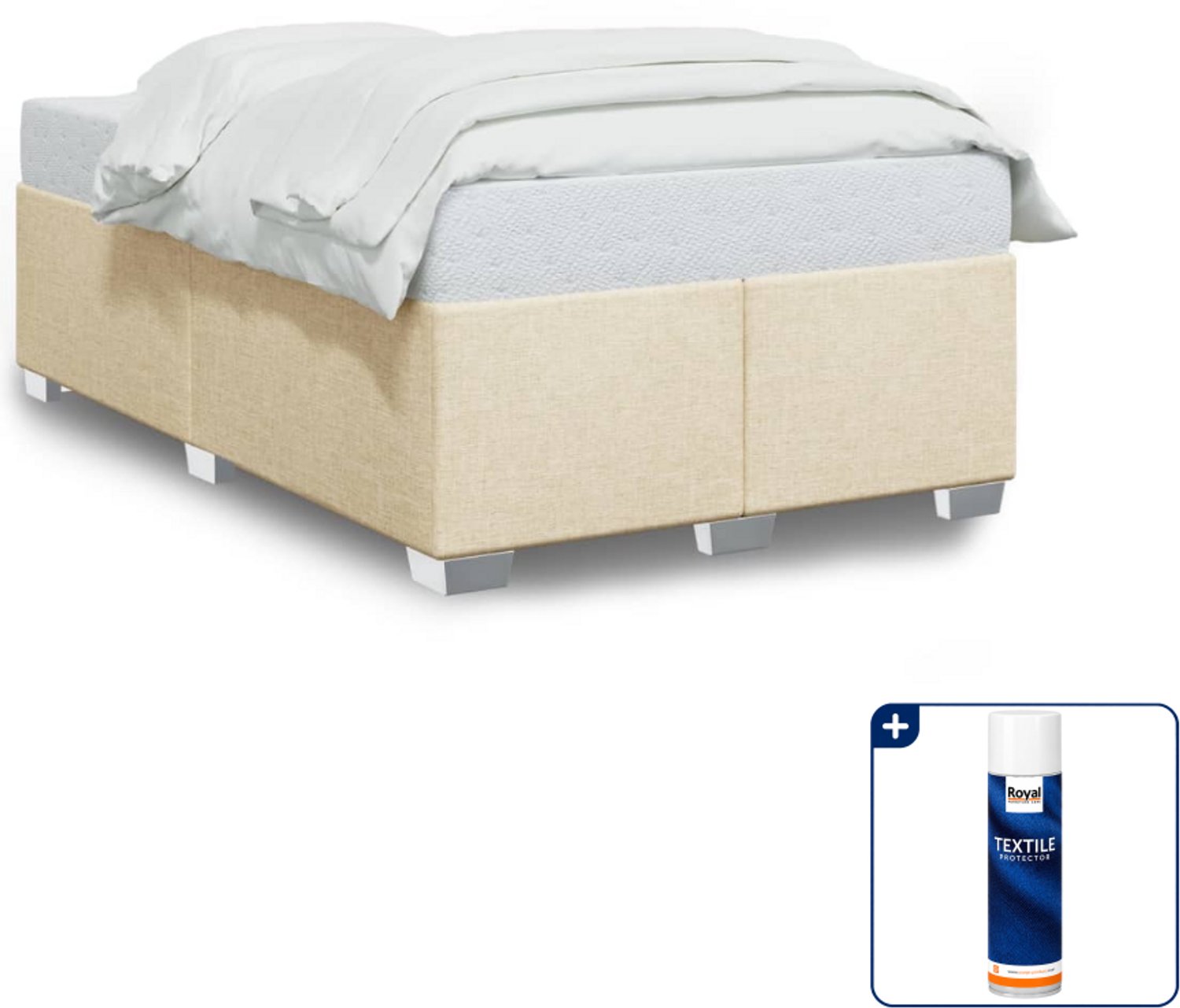 vidaXL bedframe - 120 x 200 cm - stof - crème - Inclusief textielbeschermer 500 ml Blauw