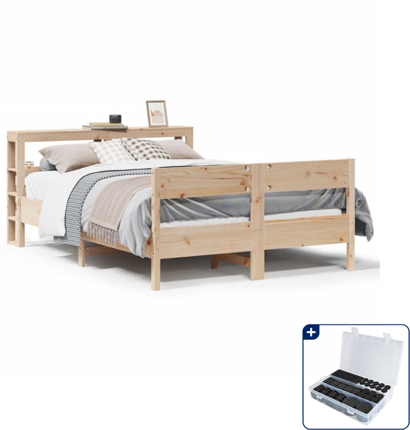 vidaXL bedframe - 120 x 200 cm - massief grenenhout - Inclusief antikrasvilt 177-delig Bruin