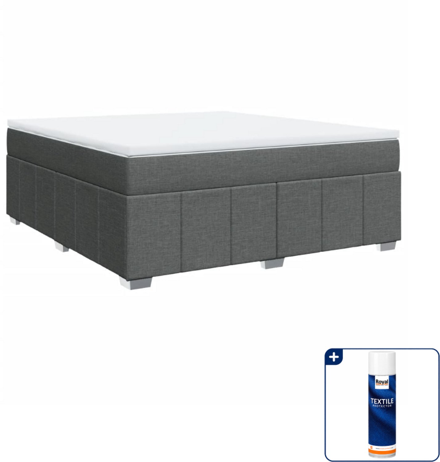 vidaXL boxspring Kingsize - 180 x 200 cm - donkergrijs - Inclusief textielbeschermer 500 ml