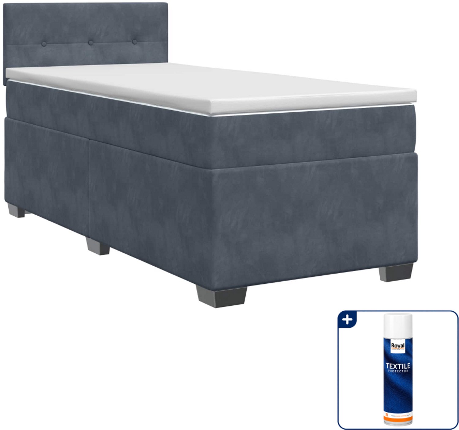 vidaXL Boxspringbed met matras - 80 x 200 cm - donkergrijs - Inclusief textielbeschermer 500 ml Donker Grijn